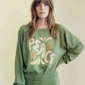 Christy Dawn Green “Peace” Cropped The Sonny x Sun Keep Sweater S